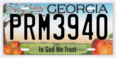 GA license plate PRM3940