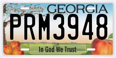 GA license plate PRM3948