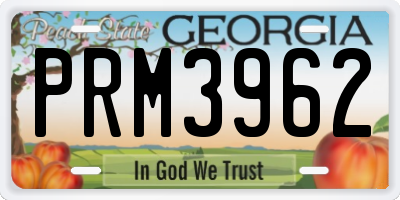 GA license plate PRM3962