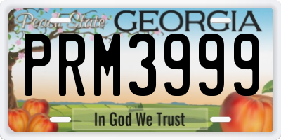 GA license plate PRM3999