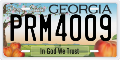 GA license plate PRM4009