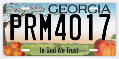GA license plate PRM4017