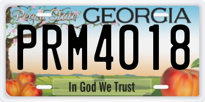 GA license plate PRM4018