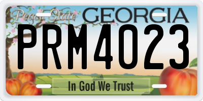 GA license plate PRM4023
