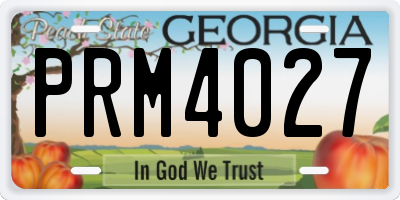 GA license plate PRM4027