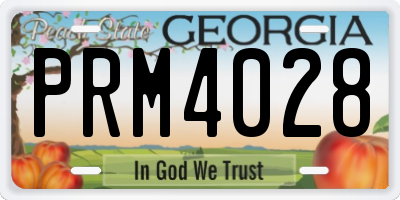 GA license plate PRM4028
