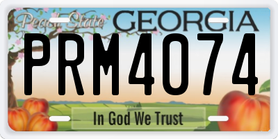GA license plate PRM4074