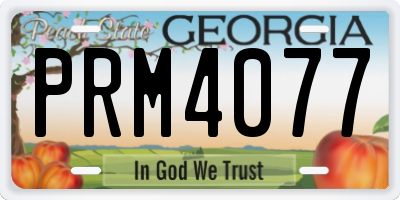 GA license plate PRM4077