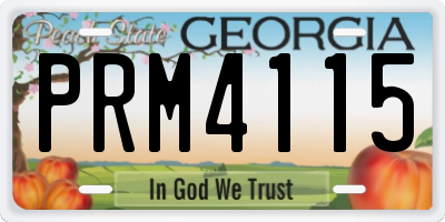 GA license plate PRM4115