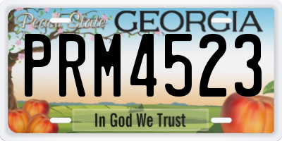 GA license plate PRM4523