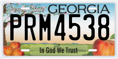 GA license plate PRM4538