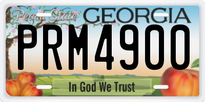 GA license plate PRM4900