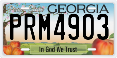 GA license plate PRM4903