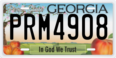 GA license plate PRM4908