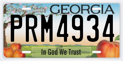 GA license plate PRM4934
