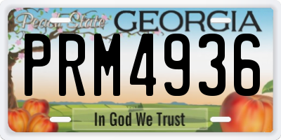 GA license plate PRM4936