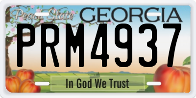 GA license plate PRM4937