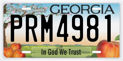 GA license plate PRM4981