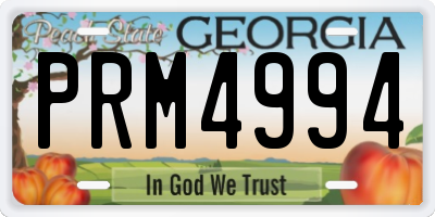 GA license plate PRM4994