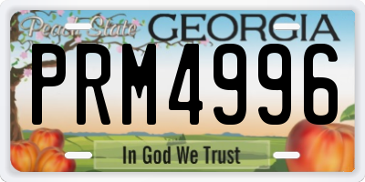 GA license plate PRM4996