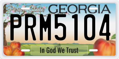 GA license plate PRM5104