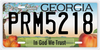 GA license plate PRM5218