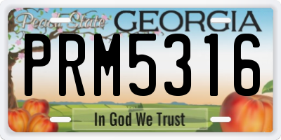 GA license plate PRM5316