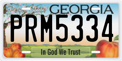 GA license plate PRM5334