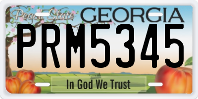 GA license plate PRM5345