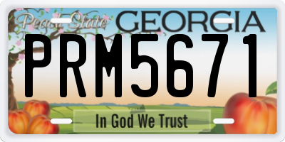 GA license plate PRM5671