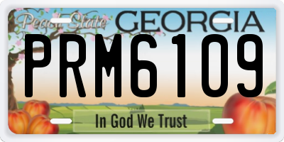 GA license plate PRM6109