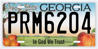 GA license plate PRM6204