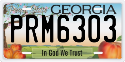 GA license plate PRM6303