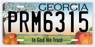 GA license plate PRM6315
