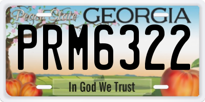 GA license plate PRM6322