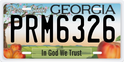 GA license plate PRM6326