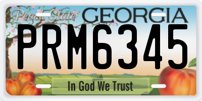 GA license plate PRM6345