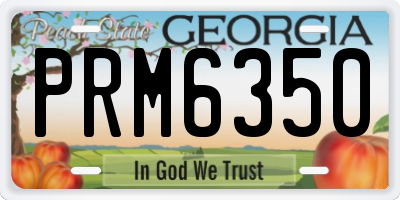 GA license plate PRM6350