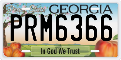 GA license plate PRM6366