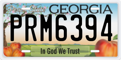GA license plate PRM6394