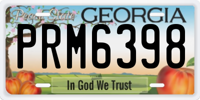 GA license plate PRM6398