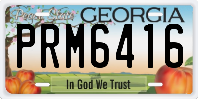 GA license plate PRM6416
