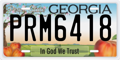 GA license plate PRM6418