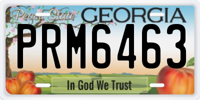 GA license plate PRM6463