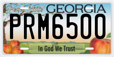 GA license plate PRM6500