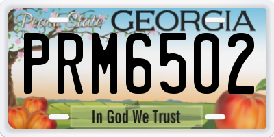 GA license plate PRM6502