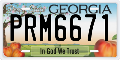 GA license plate PRM6671