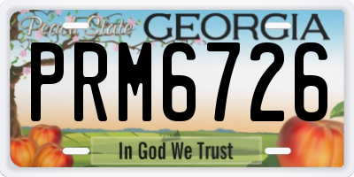 GA license plate PRM6726