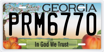 GA license plate PRM6770