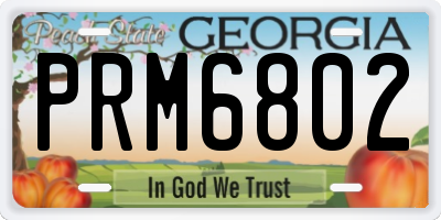 GA license plate PRM6802